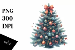 Simple Christmas Tree Sketched with Ornaments PNG Product Image 1
