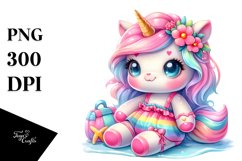 Cute Baby Unicorn with Beachwear Clipart Product Image 3