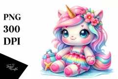 Cute Baby Unicorn with Beachwear Clipart Product Image 3