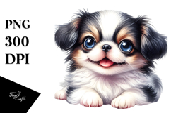 Watercolor Happy Cute Japanese Chin PNG Product Image 1
