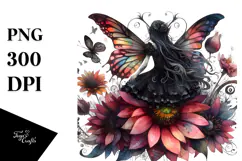 Creative Gothic Fairy on Flower PNG Product Image 1