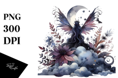 Gothic Fairy on Cloud Creative View PNG Product Image 1