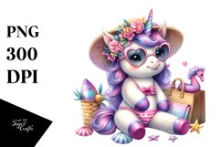 Cute Baby Unicorn with Beachwear Clipart Product Image 3