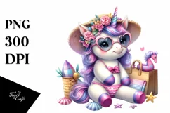 Cute Baby Unicorn with Beachwear Clipart Product Image 3