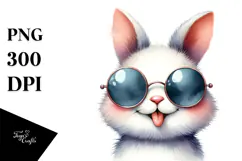 Bunny Sunglasses Tongue | Summer Sticker Clipart Product Image 1