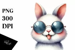 Whimsical Bunny Sunglasses Tongue | Clipart Product Image 1