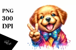 Cute Puppy Victory Sign | Clipart Product Image 1