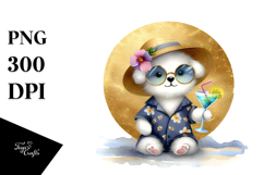Cute Dog in Beachwear Drinking Cocktail PNG Product Image 1