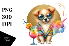 Funky Looking Dog Drinking Cocktail PNG Product Image 1