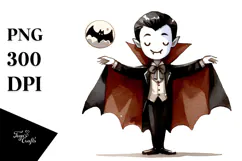 Funny Halloween Vampire Clipart, PNG Product Image 1