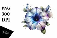 A Shiny Petunia Clipart with Watercolor Splash Product Image 1