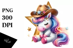 Shimmering Star Cowboy Hat Unicorn | Clipart Product Image 3