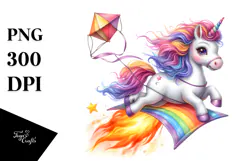 Watercolor Pastel Unicorn Comet Kite | Clipart Product Image 1