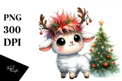 Enthusiastic Lamb with Reindeer Horns PNG Product Image 3