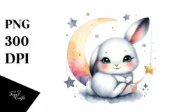 Cute Colorful Baby Arctic Hare with Moon and Stars Product Image 1