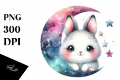 Cute Colorful Baby Arctic Hare with Moon and Stars Product Image 1