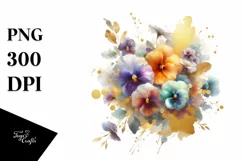 Vibrant Bouquet with Pansy | Sublimation Clipart Product Image 1