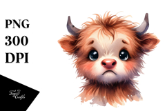 Funny Shy Highland Cow Baby PNG Product Image 1