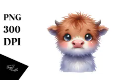 Funny Expressive Highland Cow Baby PNG Product Image 1