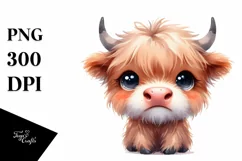 Funny Baby Face Highland Cow PNG Product Image 3