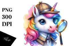 Colorful Unicorn Detective PNG Product Image 1