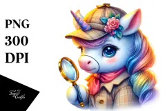 Colorful Unicorn Detective PNG Product Image 1