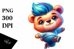 Cute Baby Bear Jumping PNG Product Image 1