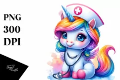 Colorful Baby Unicorn in Nurse's Cap Product Image 3