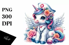 Colorful Baby Unicorn in Nurse's Cap Product Image 1