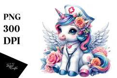 Colorful Baby Unicorn in Nurse's Cap Product Image 1