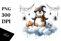 Spooky Penguin on Cloud Halloween Clipart Product Image 1
