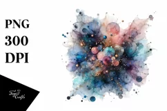 Abstract Watercolor Cosmos -Like Sublimation Clipart Product Image 3