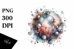 Abstract Watercolor Cosmos -Like Sublimation Clipart Product Image 1