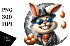 Goofy Bunny on Half Moon PNG Product Image 1