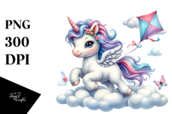 Watercolor Pastel Unicorn Cloud Puff | Clipart Product Image 1