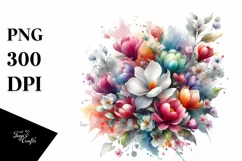 Colorful Bouquet with Magnolia | Sublimation Clipart Product Image 1