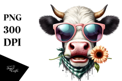 Angry Cow with Sunglasses and Flower PNG Product Image 1