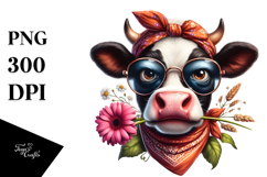 Angry Cow with Sunglasses and Flower PNG Product Image 1