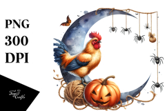 Spooky Chicken on Half Moon Halloween Clipart Product Image 1