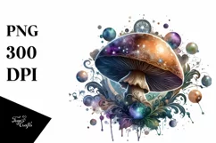 Detailed Mystical Celestial Mushroom PNG Product Image 3