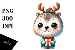 Baby Seal with Winter Gift, High-res PNG Product Image 1