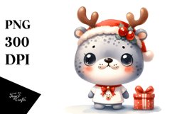 Expressive Seal with Reindeer Horns PNG Product Image 1