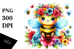 Cartoon-Style Watercolor Bee Crown | Clipart Product Image 1