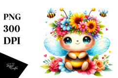 Cartoon-Style Watercolor Bee Crown | Clipart Product Image 1