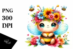 Cartoon-Style Watercolor Bee Crown | Clipart Product Image 3