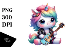 Cute Unicorn Rock 'n' Roll PNG Product Image 1