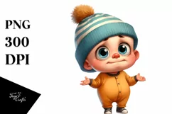 Funny Baby Standing with Confused Hat | Watercolor Clipart Product Image 1