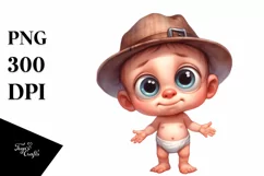 Funny Baby Standing with Confused Hat | Watercolor Clipart Product Image 3