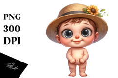 Funny Baby Standing with Confused Hat | Watercolor Clipart Product Image 1