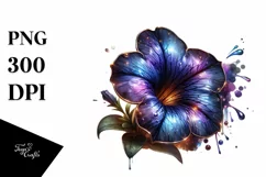 A Shiny Petunia Clipart with Watercolor Splash Product Image 3